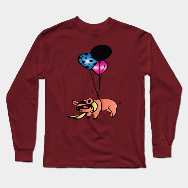 flying piggy Long Sleeve T-Shirt by lazykitty